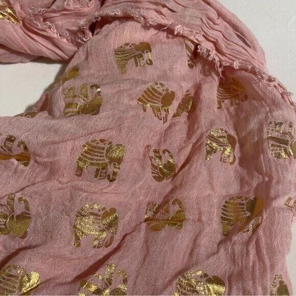 Shiraleah Chicago Pink & Gold Elephant Scarf - Picture 3 of 5